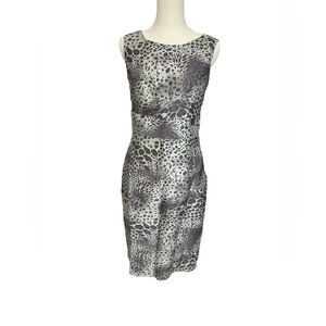 Santorelli Linen Blend Animal Print Sheath Pencil Dress Vacation Size 6